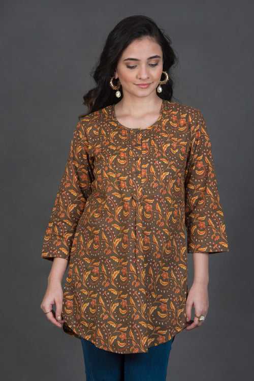 Printed Kurti with Pleats