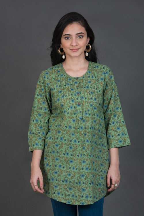 Printed Kurti with Pleats