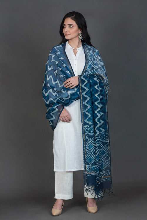 Kota Doria Indigo Dupatta