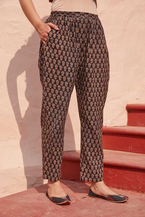 Hand Blocked Ajrakh Print Ethnic Trouser With Pockets