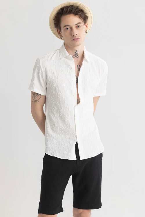 Abstractly Textured White Shirt
