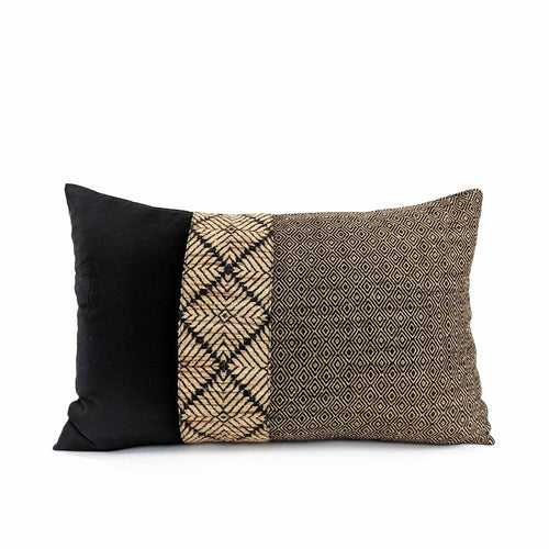 Phulkari Black Bolster Cushion Medium 14"