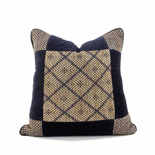 Phulkari Cobalt Velvet Patch Cushion Medium 18"