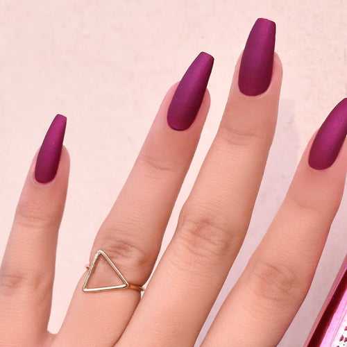 Nailamour Wine Matte Artificial Nail Kit - 24pcs