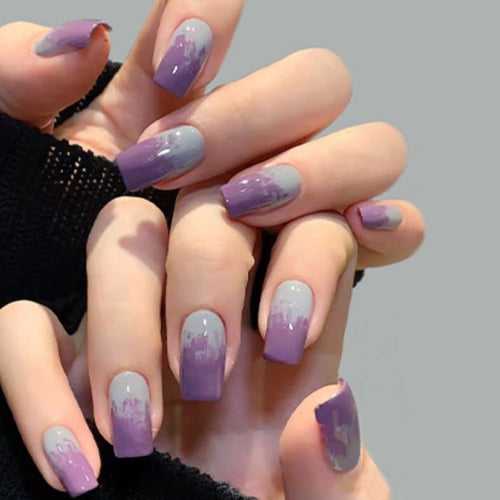 Nailamour Purple-Grey Dual Artificial Nail Kit - 24pcs