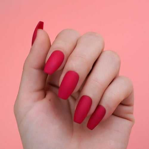 Nailamour Red Matte Artificial Nail Kit - 24pcs