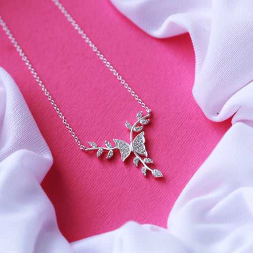 Butterfly Zirconia Sterling Silver Necklace