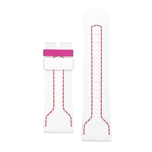 STRAP, Silicone, white, pink stitching (M3/03 Rocketbyz)