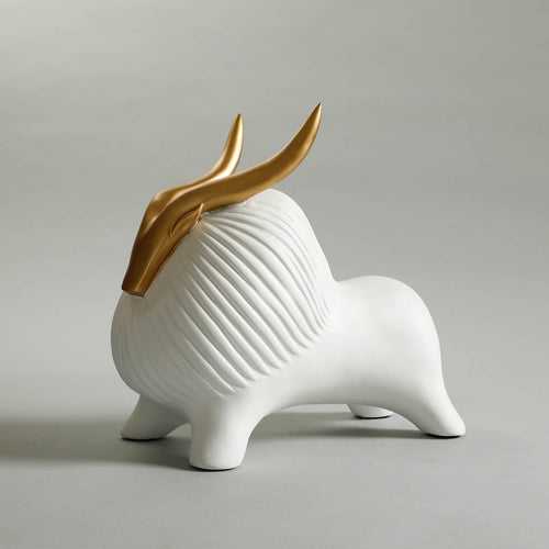 Yak Sculpture - White/Gold