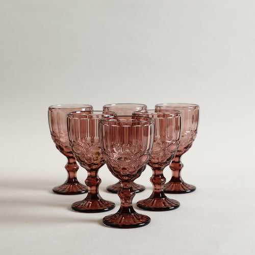 Ella Purple Stem Glass Set Of 6