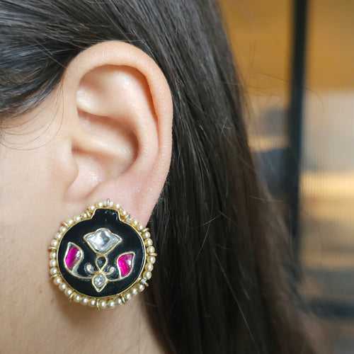 Flora Black Studs