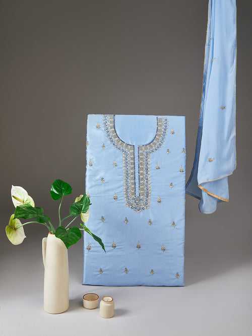 Powder Blue Silk Buta Dress