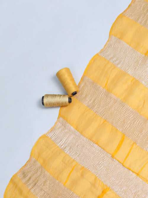 Zari Woven Yellow Crushed Organza