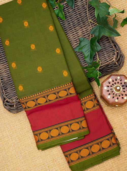 Mehendi Green Pure Kanchi Cotton Saree