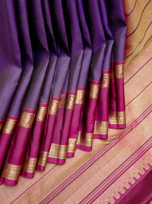 Purple and Magenta Pure Kanchipuram Silk Saree