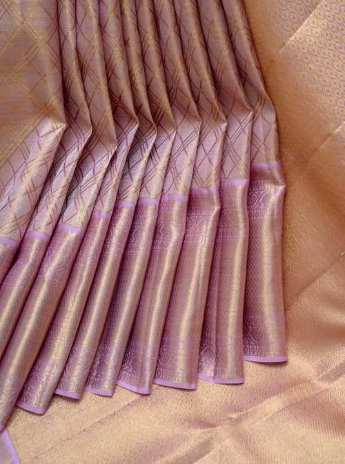 Pastel Pink Pure Tissue Fancy Kanchipuram Silk Saree