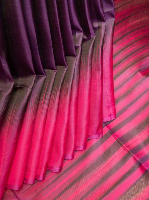 Purple and Magenta Tie & Dye Soft Silk Saree