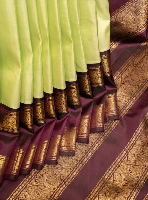 Mint Green and Jamun Purple Pure Kanchipuram Silk Saree