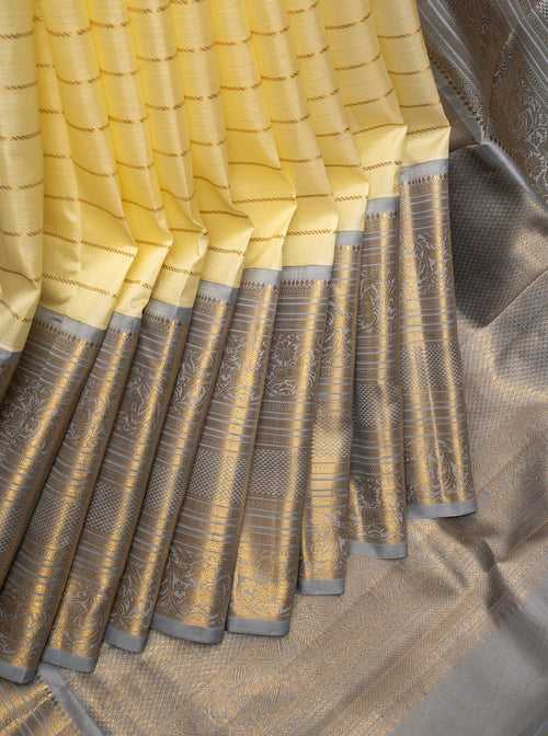 Champagne Cream Big Border Pure Kanchipuram Silk Saree