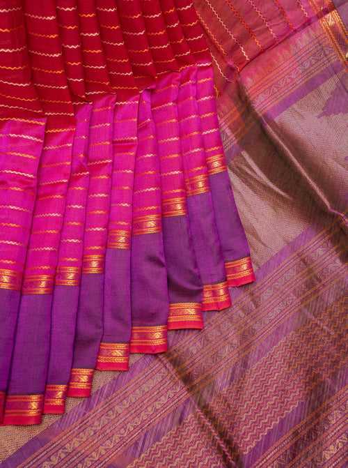 Pink Veldhari Stripes Pure Silk Cotton Saree