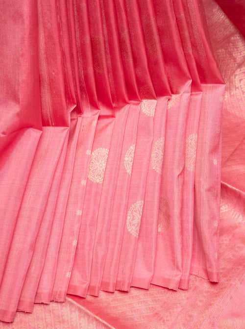 Lotus Pink Dupian Pure Borderless Soft Silk Saree