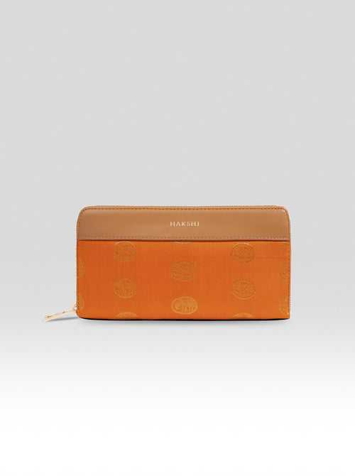 Simha Zipper Wallet Orange & Tan