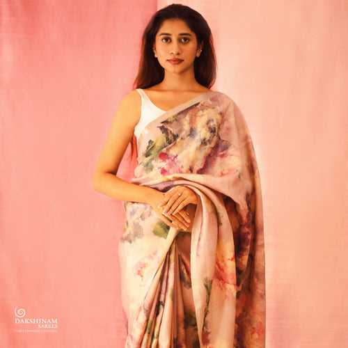 Handwoven Pink with Multicolours Tussar Silk Saree - 2120N027014DSC