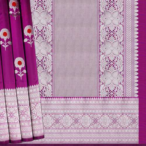 Handwoven Purple Banarasi Silk Saree - 1966N019221DSC
