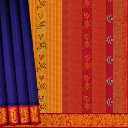 Handwoven Multi coloured Kanjivaram Silk Saree - 1975T006318DSC