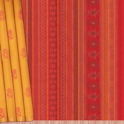 Handwoven Yellow with Red Dupion Silk Saree - 1986T009880DSC