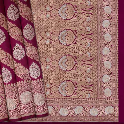 Handwoven Magenta Banarasi Silk Saree - 1999T009493DSC