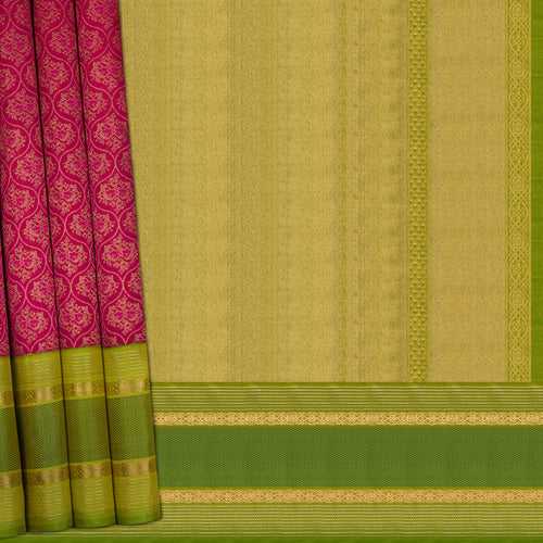 Handwoven Pink with Green Kanjivaram Silk Saree - 2008T009867DSC