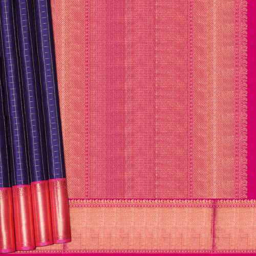 Handwoven Violet with Pink Kanjivaram Silk Saree - 2024T008891DSC