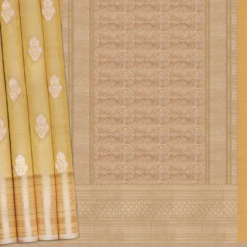 Handwoven Yellow Banarasi Silk Saree - 2090N025015DSC