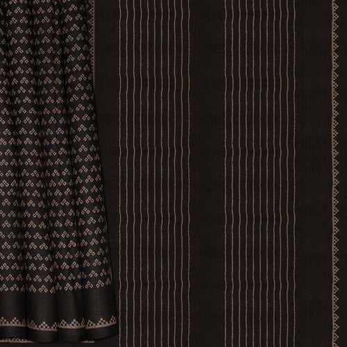 Handwoven Black Tussar Silk Saree - 2118T010622DSC