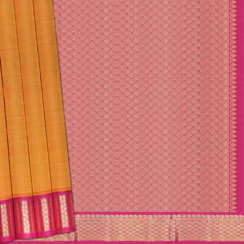 Handwoven Orange with Pink Kanjivaram Silk Saree - 2142T010585DSC