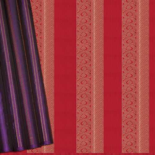 Handwoven Kanjivaram Purple with Red Silk Saree - 2143T010557DSC