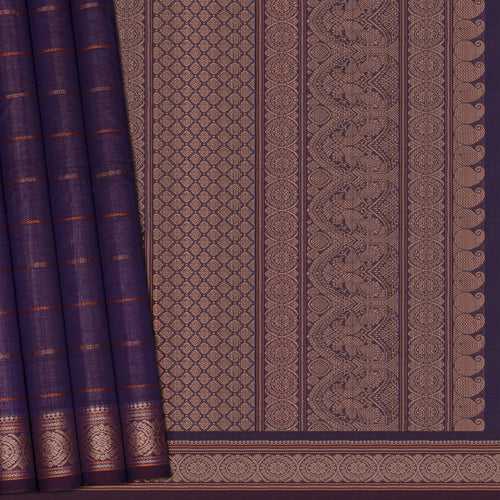 Handwoven Purple Kanchipuram Cotton Saree - 2203T010847DSC