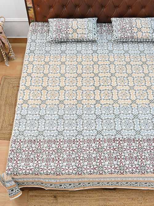 SUHANI JAAL FLORAL COTTON PRINTED DOUBLE BEDSHEET WITH PILLOW