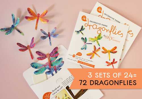 3 packs of 24 Decorative Paper Dragonflies = 72 Dragonflies