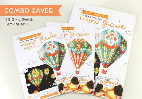 Combo Saver: 3 Hot Air Balloon Paper Lamp Shades: 1 Big Blue + 2 Small Assorted