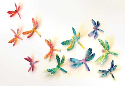 Paper Dragonflies for Wall Decoration: Set of 24