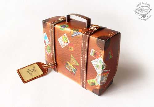 Snap-fit Gift Box: Travel Suitcase: Brown