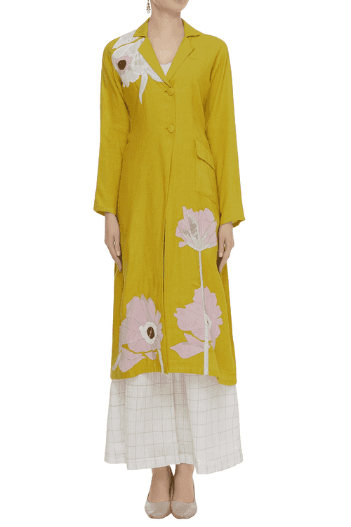 <b>Itara An Another</b><br>Yellow Embroidered Long Jacket