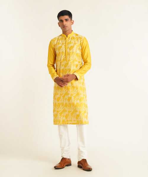 Diagonal Line Embroidered Kurta Set