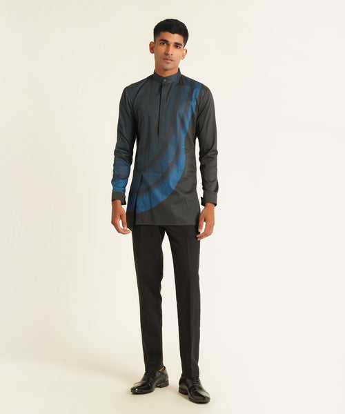 Curved Line Printed Short Kurta