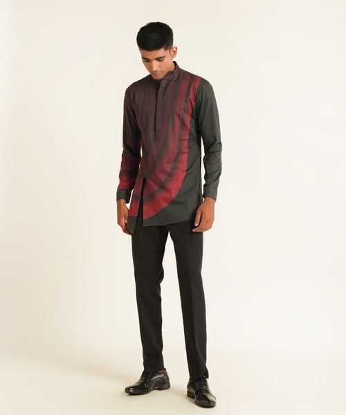 Curved Line Printed Short Kurta