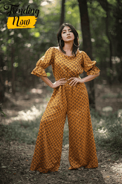 Printed Mashru Jumpsuit