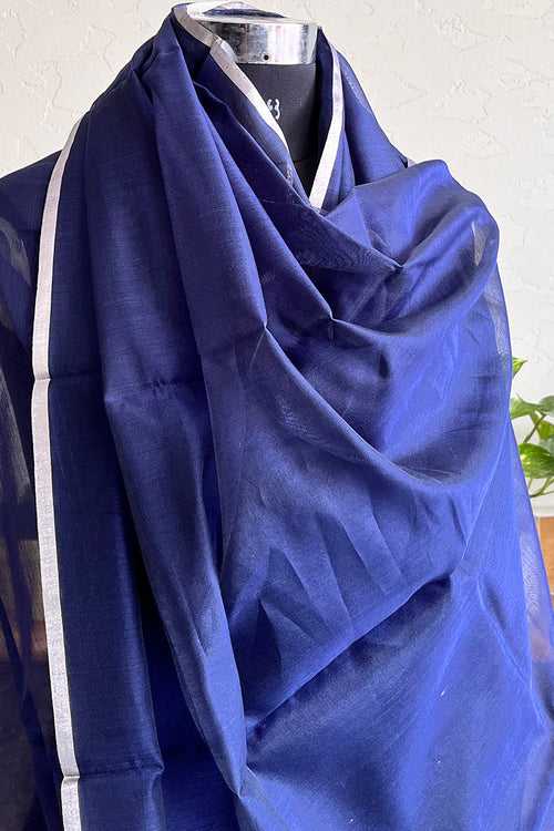 Midnight Blue Chanderi Handloom Dupatta