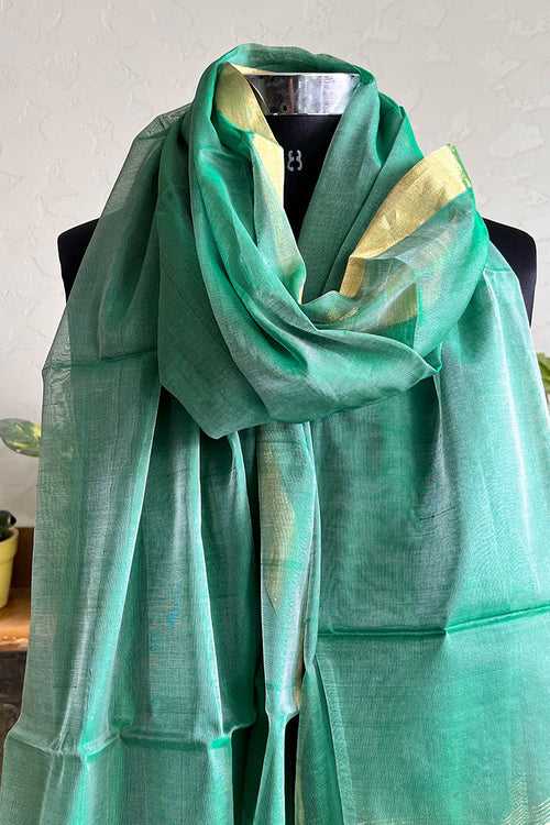 Green Chanderi Handloom Dupatta